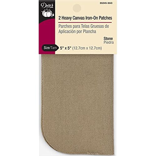 Dritz Heavy Canvas Iron-On Patches, 5 by 5-Inch, Stone, 2